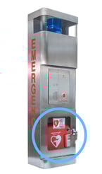 emergency call box with AED compartment