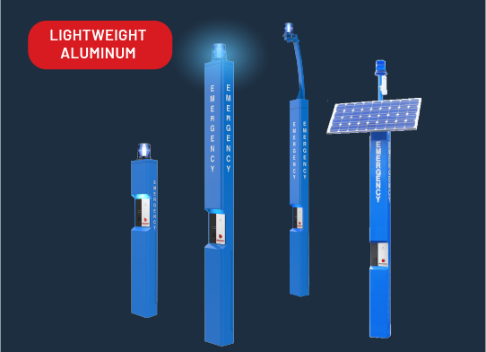 Parking lot safety lightweight aluminum blue light towers