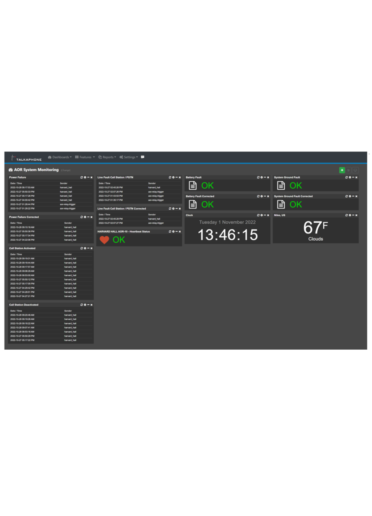 Emergency Communication System Monitor Software for Area of Refuge (AOR) Systems and IP-based Blue Light Phones