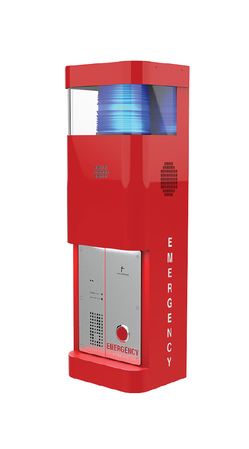 wall mount emergency phone for parking garage safety with mass notification speakers