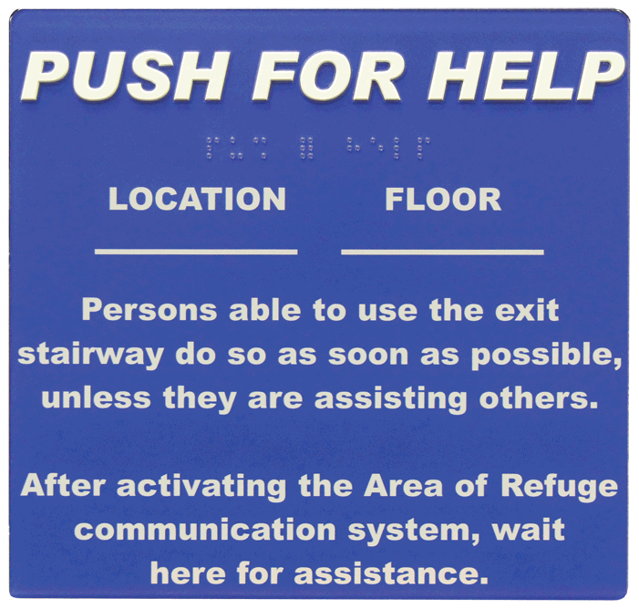 Self-Adhesive Push for Help Instruction Sign